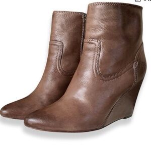 Frye Brown Reina  Boots with Textured Leather and Pull-On Design